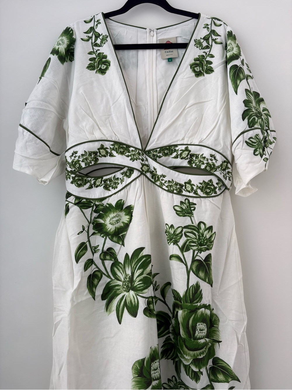 NWOT Farm Rio Off-White Green Floral Cascade Midi Dress XL - Picture 4 of 16